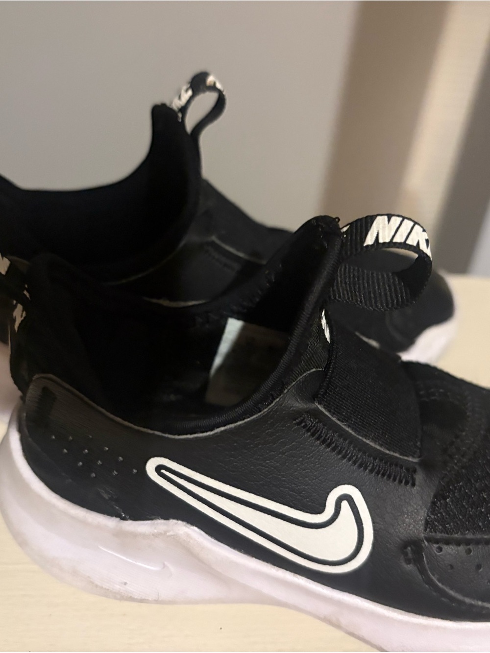 Nike Kids Black and White Hook-and-Loop Athletic Sneakers